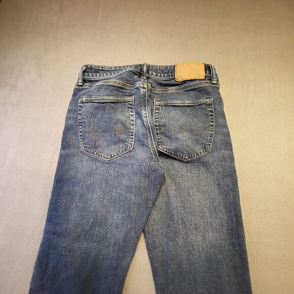 American Eagle Mens 28x29 Athletic Straight Air Flex Distressed Denim Jeans - Picture 9 of 10